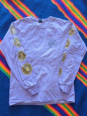 UO Lavender Long Sleeve Tee with Yellow Sun Motif